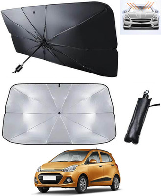 RKPSP Windshield Sun Shade For Hyundai Grand i10(Silver, Black)