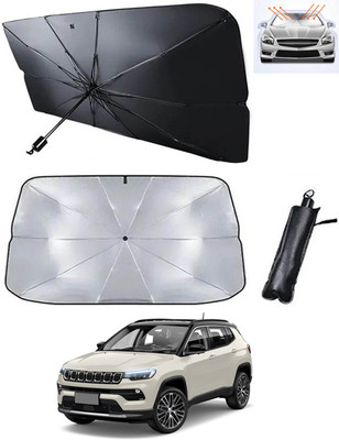 RKPSP Windshield Sun Shade For Jeep Compass(Black, Silver)