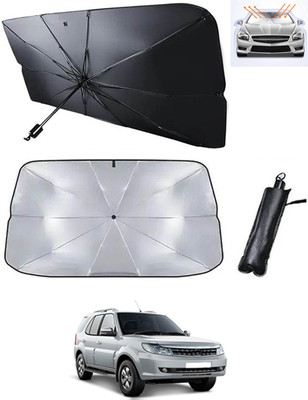 RKPSP Windshield Sun Shade For Tata Safari Storme(Black, Silver)