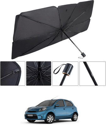 RKPSP Windshield Sun Shade For Nissan Micra Active(Black, Silver)