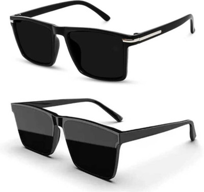 ENSHINE COLLECTION Retro Square Sunglasses(For Men & Women, Black)