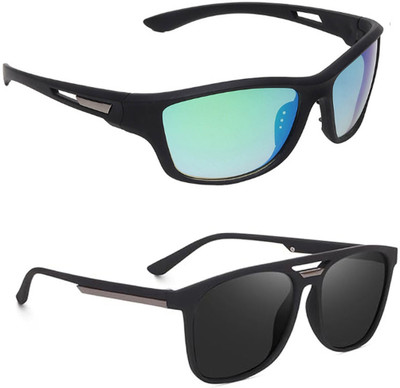 ELLIGATOR Rectangular Sunglasses(For Men & Women, Green, Black)