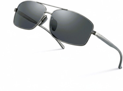 TrendyDunes Rectangular Sunglasses(For Men, Black)