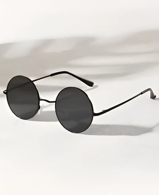 Glasso Aviator, Round, Wayfarer, Sports, Over-sized Sunglasses(For Men & Women, Black)