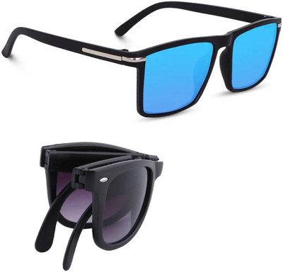 ELLIGATOR Retro Square Sunglasses(For Men & Women, Blue, Black)