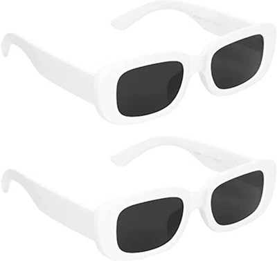 wizara Rectangular Sunglasses(For Men & Women, Black)