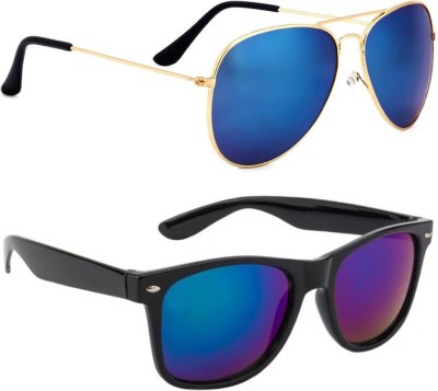 Elgator Aviator, Wayfarer Sunglasses(For Men & Women, Blue)