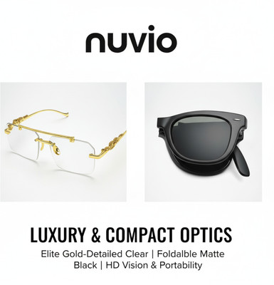 NUVIO Wayfarer, Rectangular Sunglasses(For Men & Women, Clear, Black, Grey)