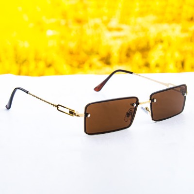 jiebo Rectangular Sunglasses(For Men, Brown)