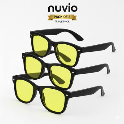 NUVIO Wayfarer Sunglasses(For Men & Women, Yellow)