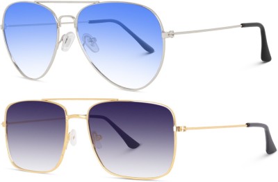 Lopo Rectangular Sunglasses(For Men & Women, Violet)
