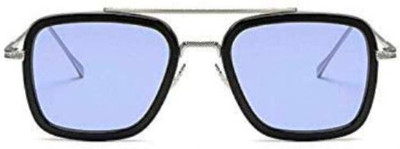 The Studded Rectangular Sunglasses(For Men & Women, Blue)