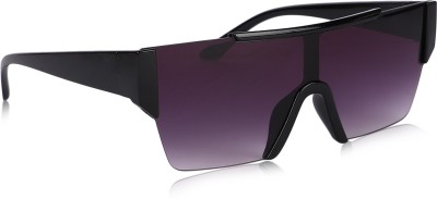 Alchiko Rectangular, Retro Square Sunglasses(For Men & Women, Black)