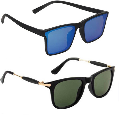 ELLIGATOR Retro Square, Sports, Wayfarer, Rectangular Sunglasses(For Men & Women, Blue, Green)