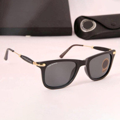 LOUIS KOUROS Wayfarer, Retro Square Sunglasses(For Men & Women, Black)