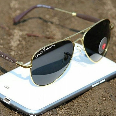 LOUIS KOUROS Aviator Sunglasses(For Men & Women, Black)