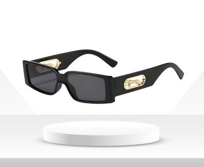 KiwiCaves Rectangular Sunglasses(For Men & Women, Black)