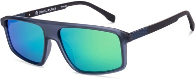 john jacobs Rectangular Sunglasses(For Men, Green)