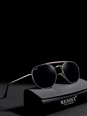 Resist Rectangular Sunglasses(For Men & Women, Black)