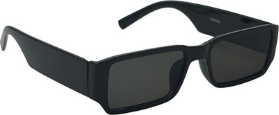 PRASU Rectangular Sunglasses(For Men & Women, Black)
