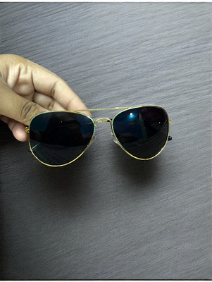 Glasso Aviator Sunglasses(For Men & Women, Black, Golden)