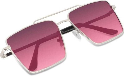 I REBEL Retro Square, Aviator Sunglasses(For Men & Women, Pink)