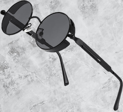 Supreno Round Sunglasses(For Boys & Girls, Black)