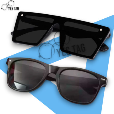 YES TAG Wayfarer, Rectangular Sunglasses(For Men & Women, Black)
