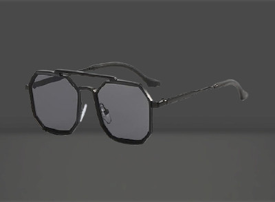 Rich Club Retro Square Sunglasses(For Men, Black)