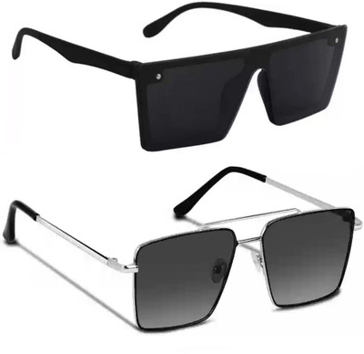 ELLIGATOR Retro Square Sunglasses(For Men & Women, Black)