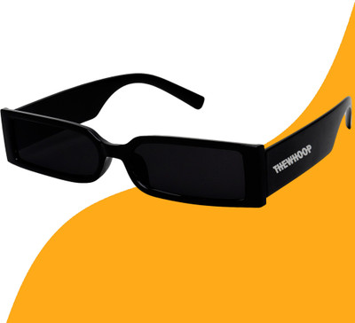 TheWhoop Rectangular, Retro Square Sunglasses(For Men & Women, Black)