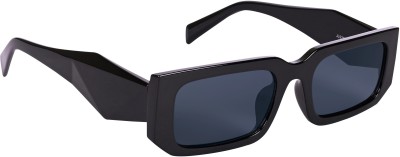 NuVew Rectangular Sunglasses(For Men & Women, Black)