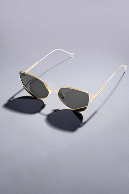 French Crown Cat-eye Sunglasses(For Men & Women, Black)