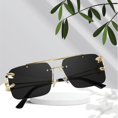Zeemork Rectangular Sunglasses(For Men & Women, Black)