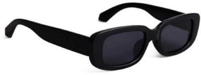 UZAK Rectangular Sunglasses(For Men & Women, Black)