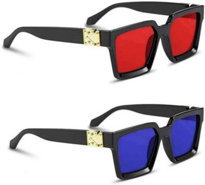 ELLIGATOR Rectangular Sunglasses(For Men & Women, Red, Blue)