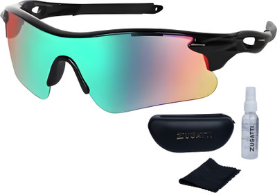 Zugatti Sports Goggle Mirrored UV Protection For Men-Women, Riding, Cycling, Running, Cricket Goggles(Green, Black)