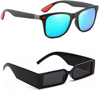 ELLIGATOR Retro Square, Sports, Wayfarer, Rectangular Sunglasses(For Men & Women, Blue, Black)