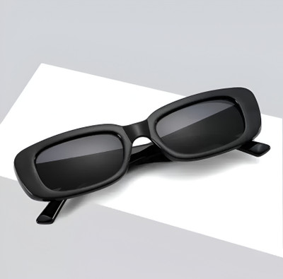 KiwiCaves Retro Square Sunglasses(For Men & Women, Black)