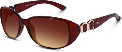 Irayz Wrap-around, Oval, Butterfly, Over-sized Sunglasses(For Women, Brown)