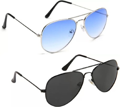 GANSTA Aviator Sunglasses(For Men & Women, Black, Blue)