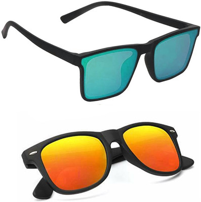 ELLIGATOR Retro Square Sunglasses(For Men & Women, Green, Red)