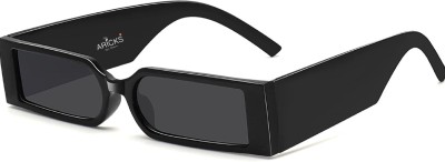 ARICKS Rectangular, Retro Square Sunglasses(For Men & Women, Black)