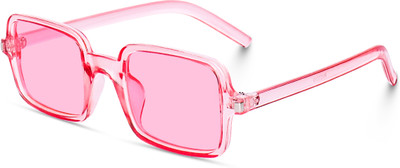 Eymen I Retro Square, Rectangular Sunglasses(For Men & Women, Pink)