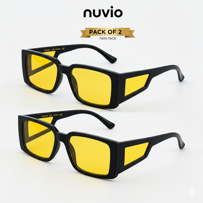 NUVIO Over-sized, Retro Square Sunglasses(For Men & Women, Yellow)