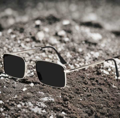 Vpress Rectangular Sunglasses(For Men & Women, Black)