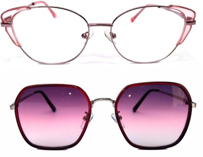 EXPLORA EYEWEAR Retro Square Sunglasses(For Men & Women, Pink)