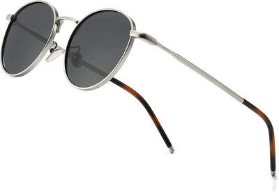 Roadster Round Sunglasses(For Men & Women, Black)