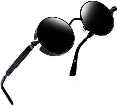Supreno Round Sunglasses(For Men, Black)