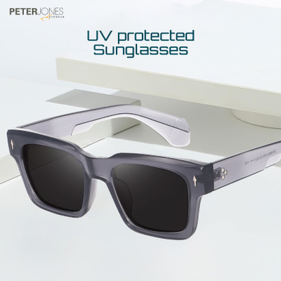 PETER JONES Retro Square Sunglasses(For Men & Women, Grey)